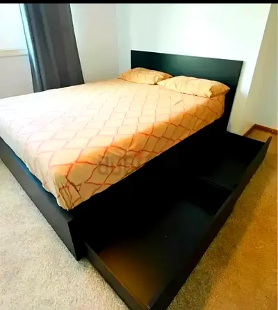 IKEA King Size Bed + 2 Storage Drawers + Mattress