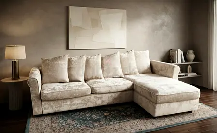 Contemporary Cream L Shape Sofa Bed designed to maximise space without compromising comfort. Include