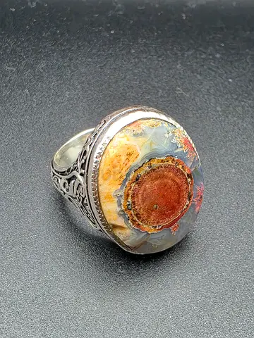 Handcrafted Silver Ring with Dawoodi Stone - خاتم داوودي