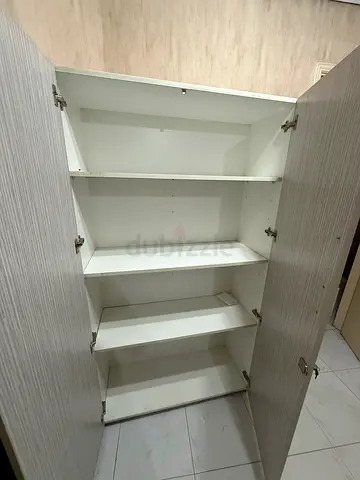 Quantity:3. White Wooden Storage Cabinet / Wardrobe with Multiple Shelves - Good Condition
