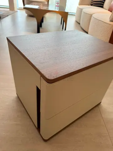 Luxury Bedside Table – Leather  Wood Finish | Brand New