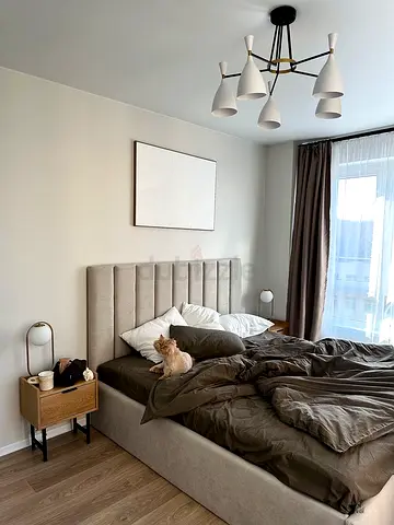 Modern Grey Upholstered Bed Frame with Headboard - Queen
