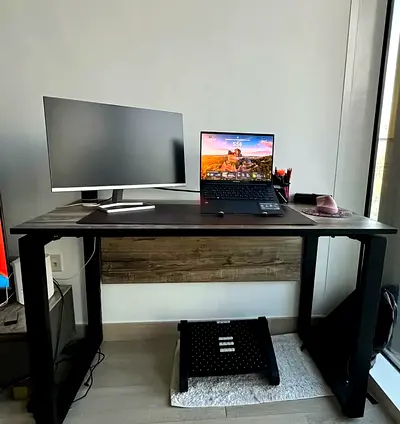 Sturdy modern study/work desk with cable management panel