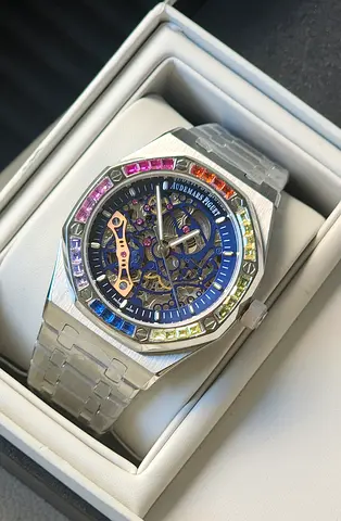AP automatic skeleton with stone bezel