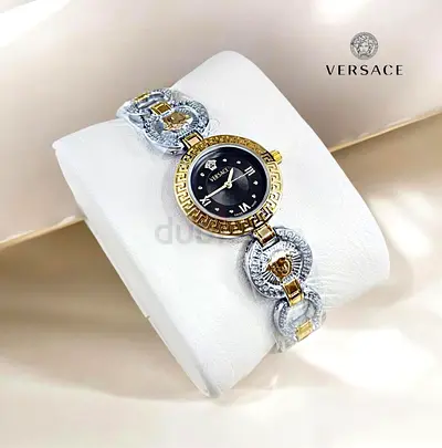 Versace womens gold silver bracelet watch - elegant Medusa design