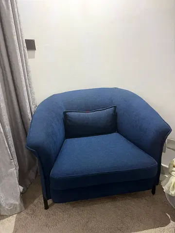 Large Blue Fabric Accent Armchair in Great Condition