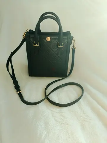 Tory Burch Black quilted leather crossbody tote with detachable strap. Bought in USA.
