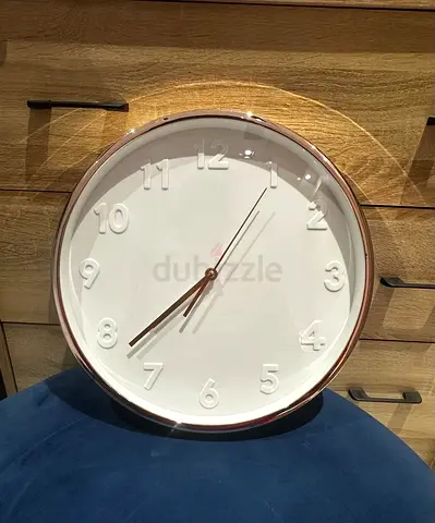 Simple White Wall Clock with Rose Gold Rim - Quiet Sweep Movement