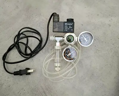 Used pressure regulator with solenoid valve and gauges