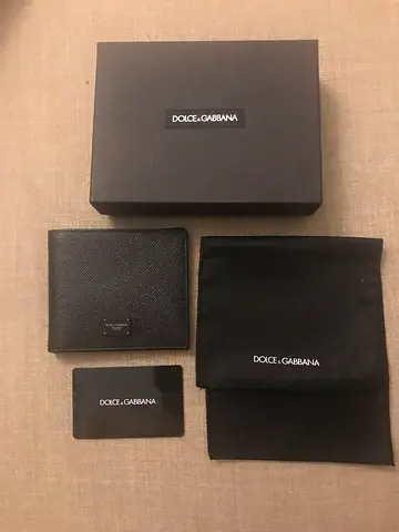 Dolce  Gabbana black leather bifold wallet with box and card holder
