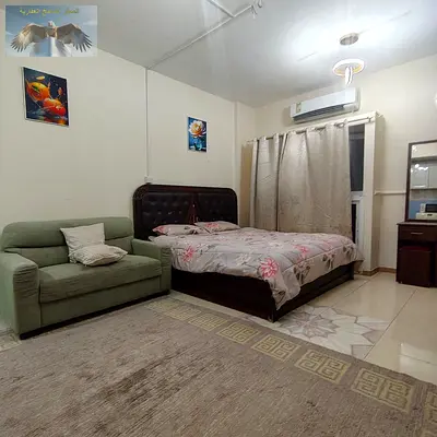 Furnished studio in Al Qulaya, Sharjah with clean furniture, prime location near services, ready to move in and offering comfort and privacy.