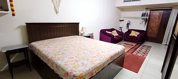Full furnished big room with balcony for vegitarian Indian couple