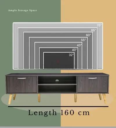 Slim Minimalist Design TV Cabinet, 160 cm Wooden / Entertainment Cabinet with Storage,