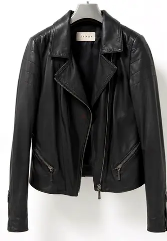 Navy blue Leather Biker Jacket - Womens Size (label unreadable)