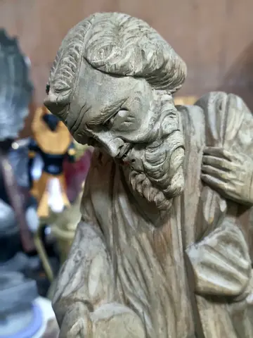 Hand-carved Wooden Religious Statue - Vintage Figurine