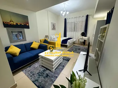 🏡 The most luxurious and elegant studio apartment for monthly rent in Al Yasmin Towers, opposite City Centre Ajman – Al Jurf 2✨ 🔹 Spacious studio wi