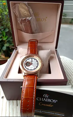 Chairos Crusader Leather Strap Watch with Decorative Buckle - Excellent