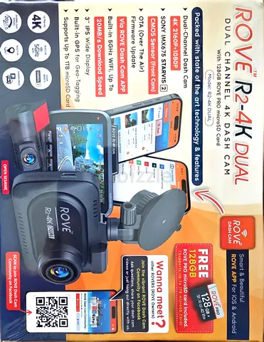 ROVE R2-4K Dual Dash Cam – Front  Rear | 4K | 128GB Card | WiFi
