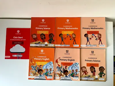Set of Cambridge Primary Textbooks (English, Maths, Science) - 7 books