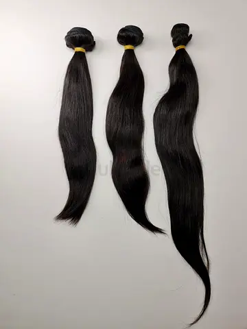 Natural Black Human Hair Bundles - Straight Wefts (3 pieces)