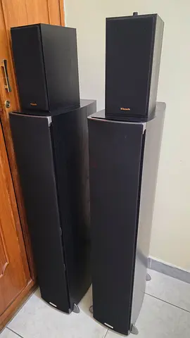 Pair of floor-standing stereo speakers POLK RTI A7 good condition with pair of klipsch R41M