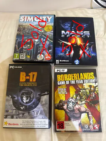 Collection of PC Game DVDs for collectors : Mass Effect, Borderlands GOTY, SimCity, B-17