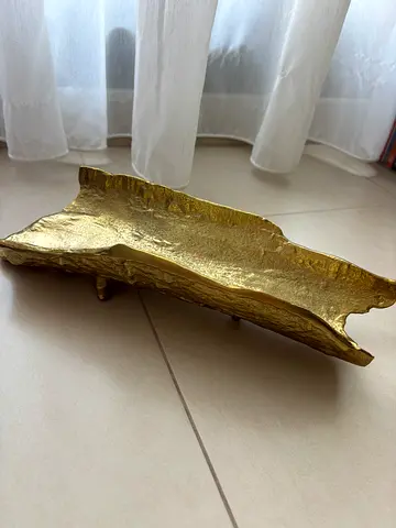 Gold-tone Decorative Tray / Centerpiece (used) - 30x12 cm approx.