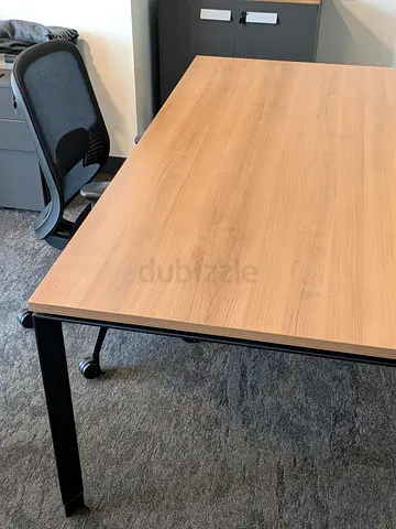 Office wooden desk with metal legs - good condition