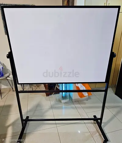 Double-Sided Mobile Whiteboard 90×120 cm With Stand  Wheels – Like New