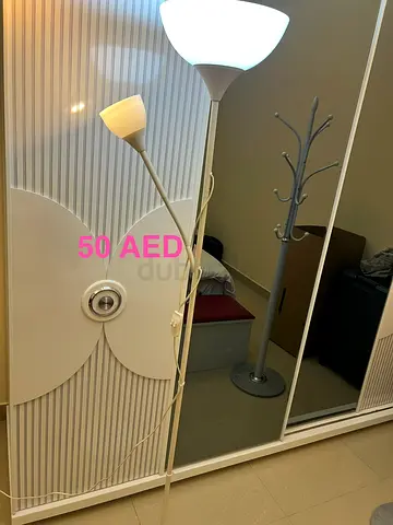 White Dual Shade Floor Lamp with Reading Light