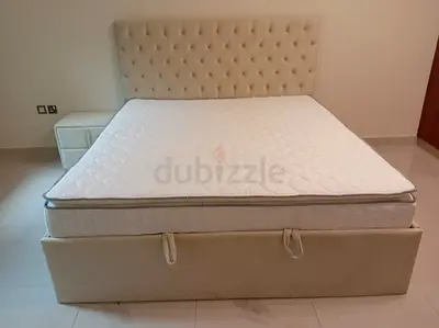 Beige Tufted King Bed