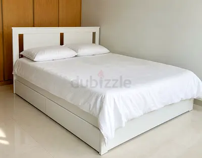 IKEA SONGESAND Queen Bed 160×200 + Mattress + 2 Drawers