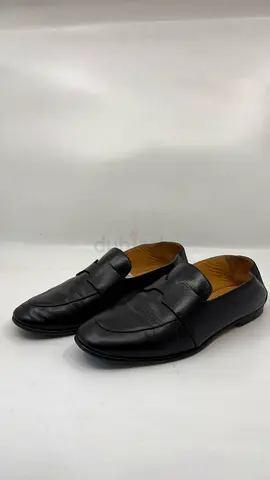 Hermès Black Leather Ancora Slip On Loafers Size 38