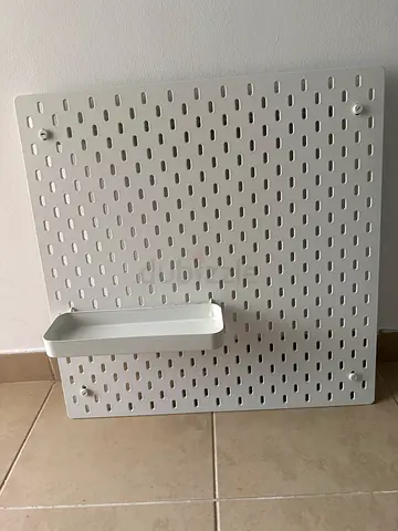 IKEA Skadis pegboard with shelf