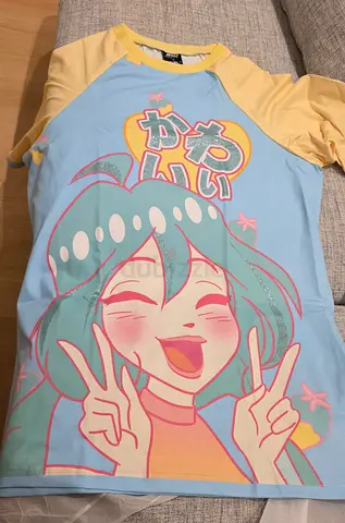 Anime Graphic WINX CLUB T-Shirt, Light Blue & Yellow, Size S (Long)