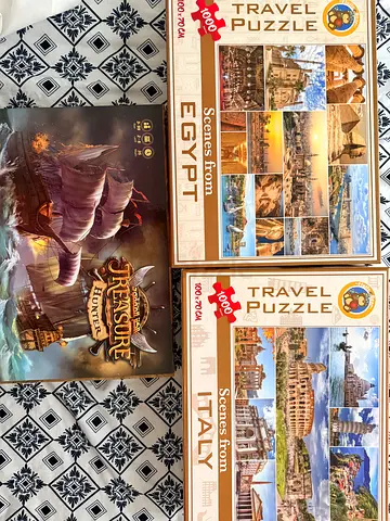 Lot of 3 Jigsaw Puzzles (1000 pcs each) — Egypt, Italy & Treasure Ship