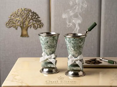 Pair of Green Mother of Pearl Mabkhara - The Alice Concept