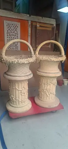 Pair of Decorative Garden Planters with Pillars