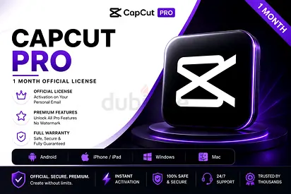 CapCut Pro Official License | 1 Month | Android, iPhone, PC , Mac