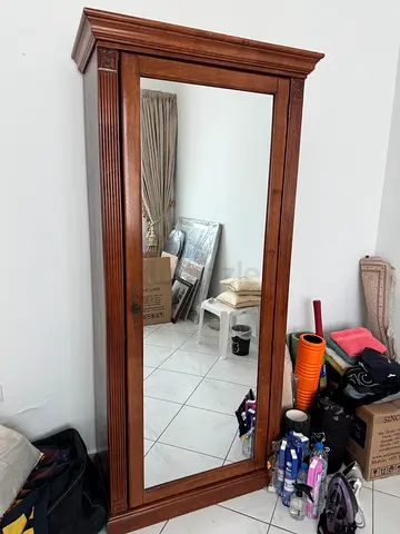 Solid Shoe cabinet for 40+ shoes with 2 drawers and mirror