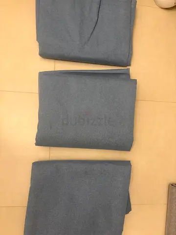 Plain light blue curtains