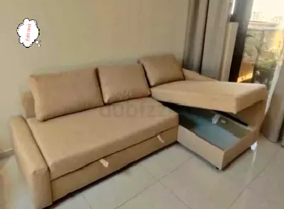 IKEA L Shape Sofa cum bed with big storage and you can fix the storage left or right anyside you wan