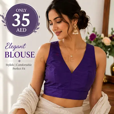 Purple V-neck Silk Blouse