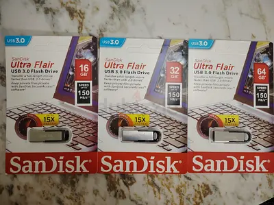 Lot of SanDisk Ultra Flair USB 3.0 Flash Drives – 16GB, 32GB, 64GB (New)