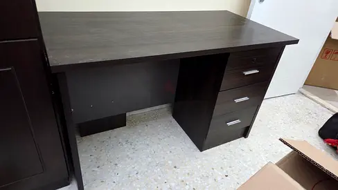 Dark Wood Study Desk with 3 Drawers