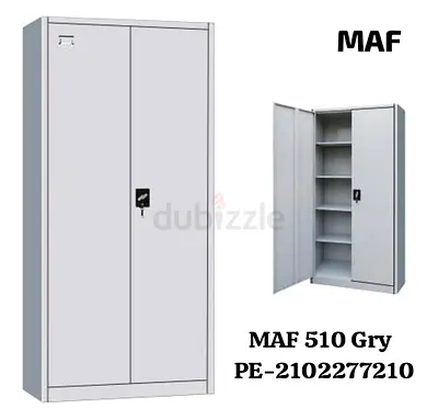 Metal Storage Cabinet 2-Door Steel Locker - Gray, Good Condition