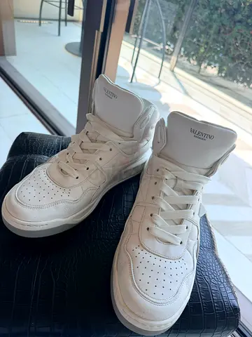 Valentino Garavani white high-top leather sneakers