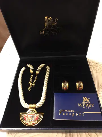 M. Frey Wien necklace and matching cufflinks set in original box Limited collectors edition.