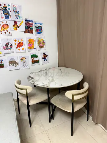 Marble Dining Table + 2 Chairs