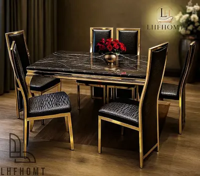 Brand new Top Marble dinning Table with 6 Chairs Available